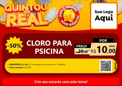 Modelo de Cartaz para Cartaz A4 Horizontal com o tema Quintou do Real para Produtos para Piscina