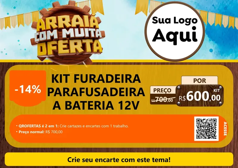 Modelo de Cartaz para Cartaz A4 Horizontal com o tema Ofertas de São João - Junina para Maquinas e Ferramentas