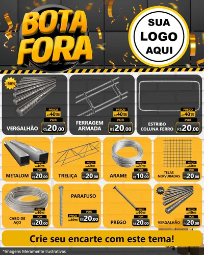 Modelo de Rede Social para Feed Instagram com o tema Bota Fora para Ferragens