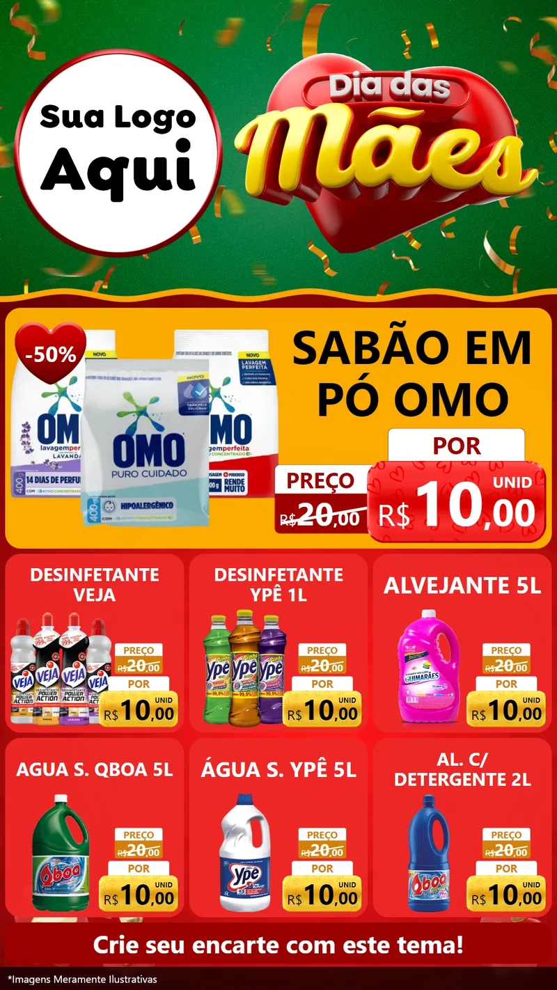 Modelo de Rede Social para Stories com o tema Dia das Mães para Produtos de Limpeza
