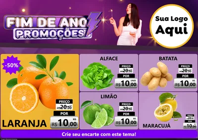 Modelo de Encarte para Encarte A4 Horizontal com o tema Fim de Ano Promoções para Hortifrúti