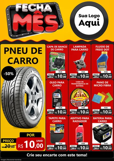 Modelo de Encarte para Encarte A4 Vertical com o tema Fecha Mês para Auto peças