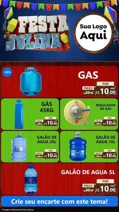 Modelo de TV para TV Vertical com o tema Festa Julina para Água e gás