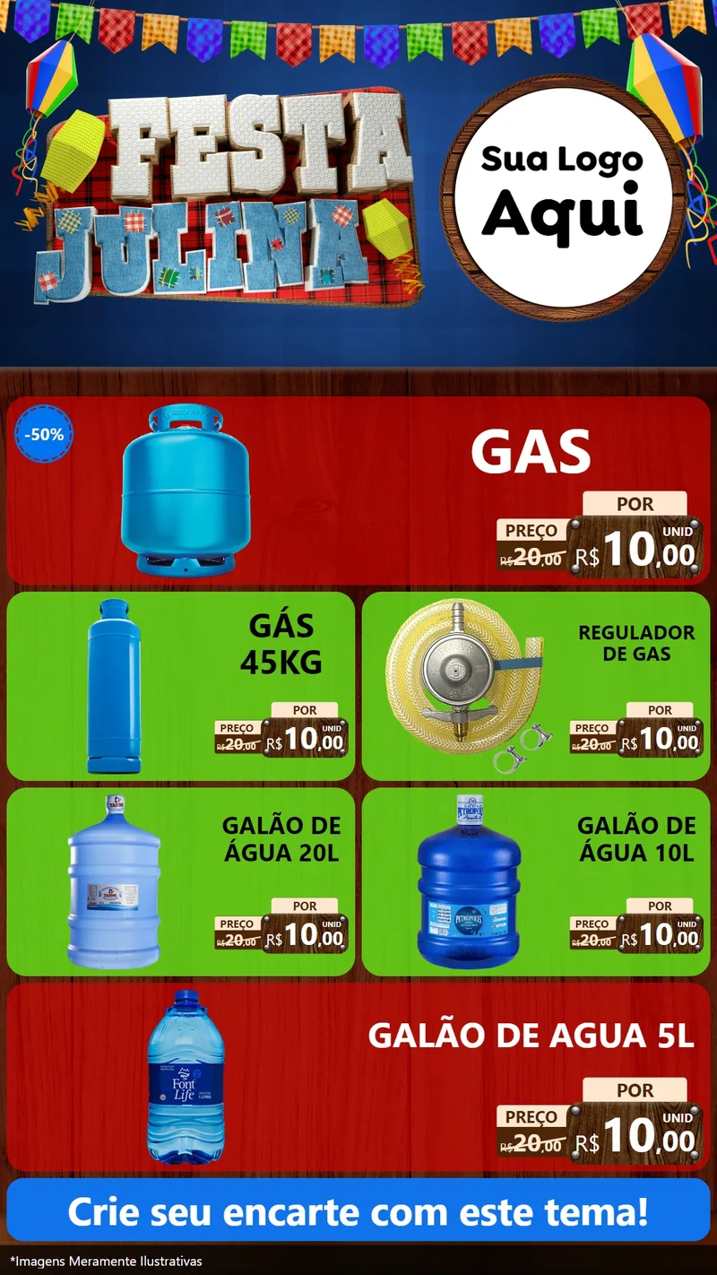 Modelo de TV para TV Vertical com o tema Festa Julina para Água e gás