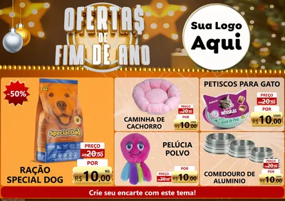 Modelo de Encarte para Encarte A4 Horizontal com o tema Ofertas de Fim de Ano para Pet Shop