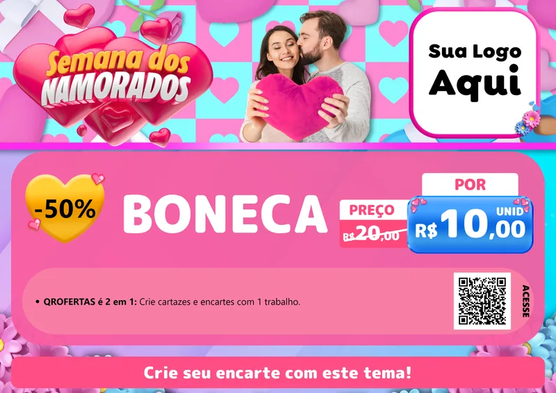 Modelo de Cartaz para Cartaz A4 Horizontal com o tema Semana dos Namorados para Brinquedos