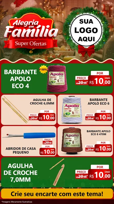 Modelo de TV para TV Vertical com o tema Alegria Em Família - Super Ofertas para Armarinho e Aviamentos
