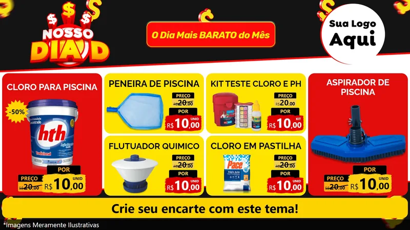 Modelo de TV para TV Horizontal com o tema Nosso Dia D para Produtos para Piscina