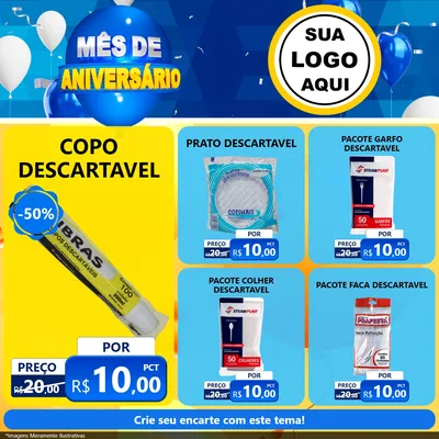 Modelo de Rede Social para Feed Facebook com o tema Mês de Aniversário para Embalagens