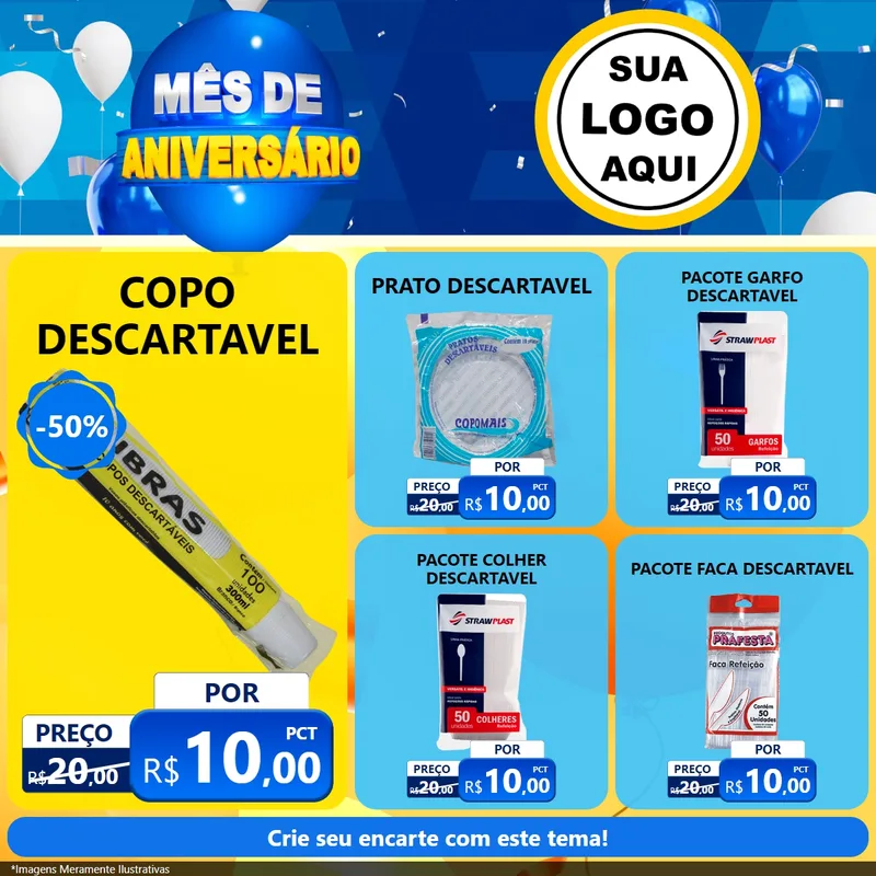 Modelo de Rede Social para Feed Facebook com o tema Mês de Aniversário para Embalagens