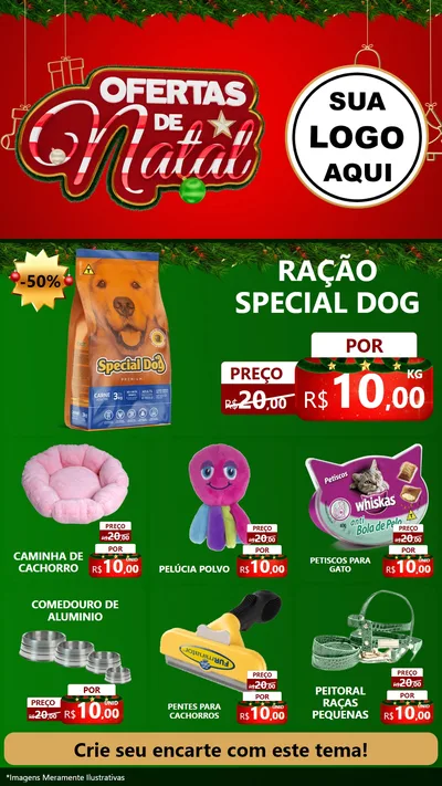Modelo de Rede Social para Stories com o tema Ofertas de Natal para Pet Shop