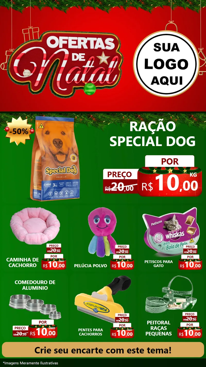 Modelo de Rede Social para Stories com o tema Ofertas de Natal para Pet Shop