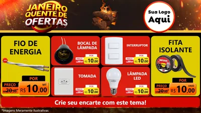 Modelo de TV para TV Horizontal com o tema Janeiro Quente de Ofertas para Materiais Elétricos