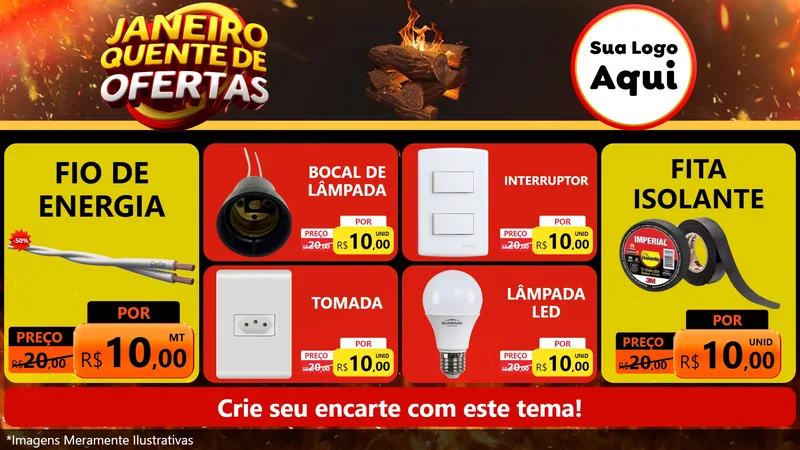 Modelo de TV para TV Horizontal com o tema Janeiro Quente de Ofertas para Materiais Elétricos