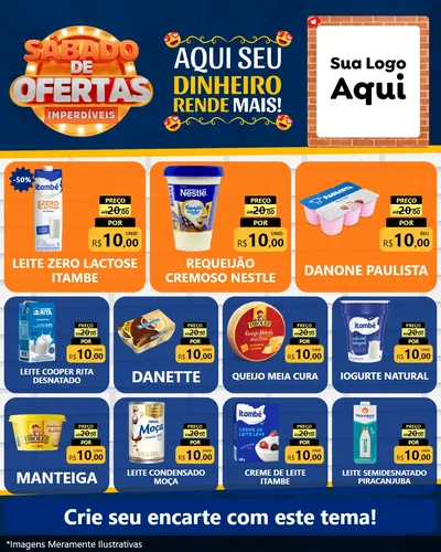 Modelo de Rede Social para Feed Instagram com o tema Sábado de Ofertas Imperdíveis para Frios e Laticínios