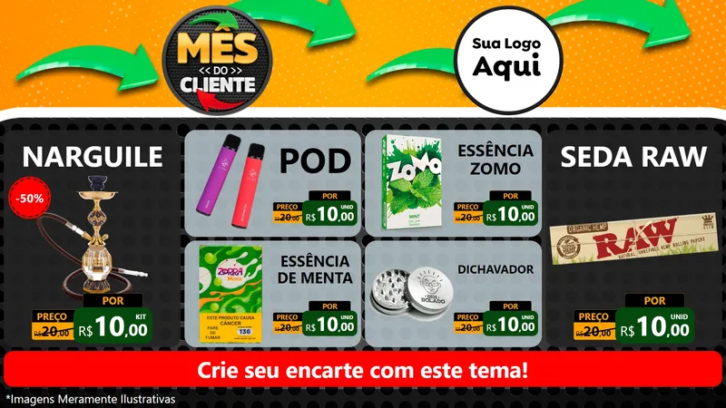 Modelo de TV para TV Horizontal com o tema Mês do Cliente para Tabacaria