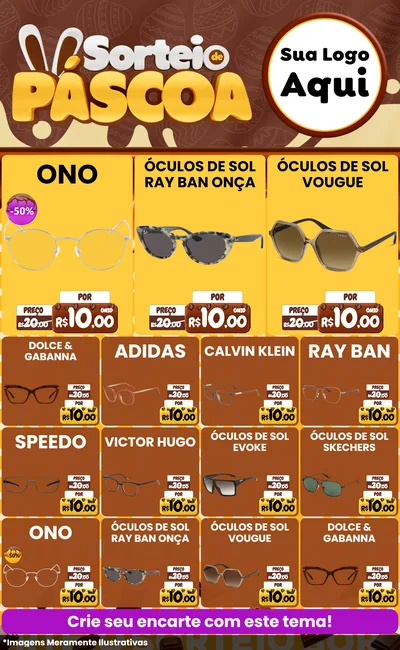Modelo de Encarte para Encarte Grande com o tema Sorteio de Páscoa para Óticas