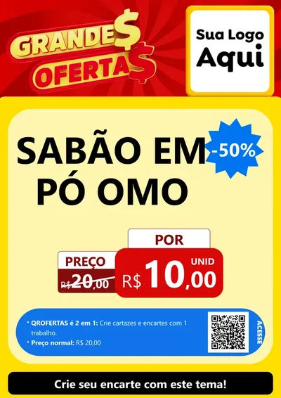 Modelo de Cartaz para Cartaz A4 Vertical com o tema Grandes Ofertas para Produtos de Limpeza