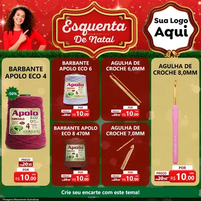 Modelo de Rede Social para Feed Facebook com o tema Esquenta de Natal para Armarinho e Aviamentos