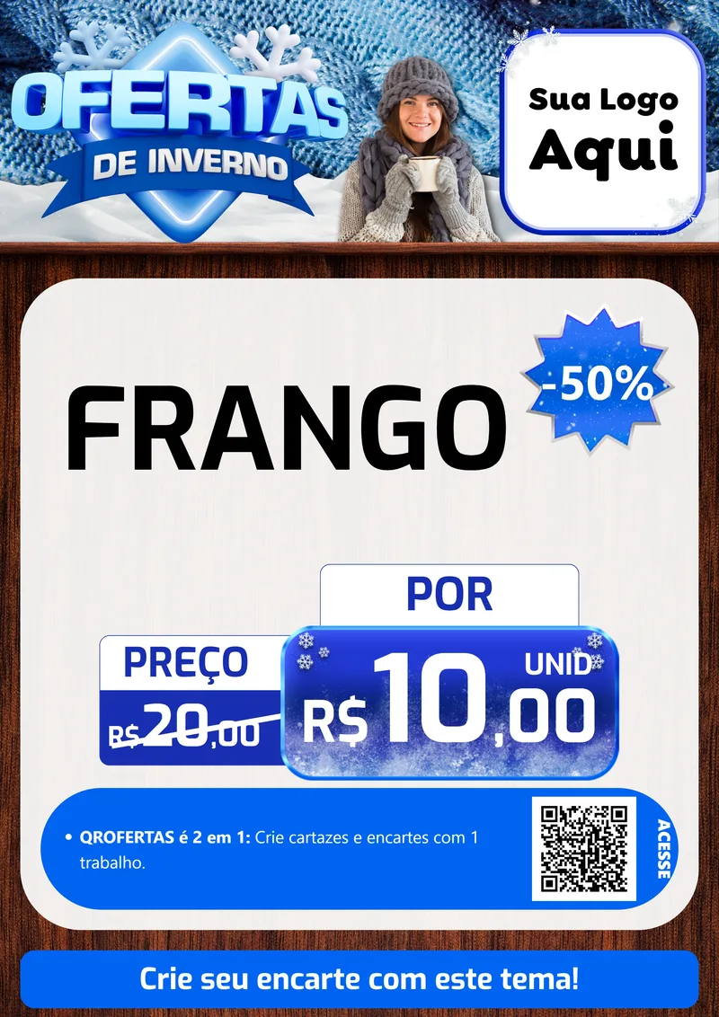 Modelo de Cartaz para Cartaz A4 Vertical com o tema Ofertas de Inverno para Assados