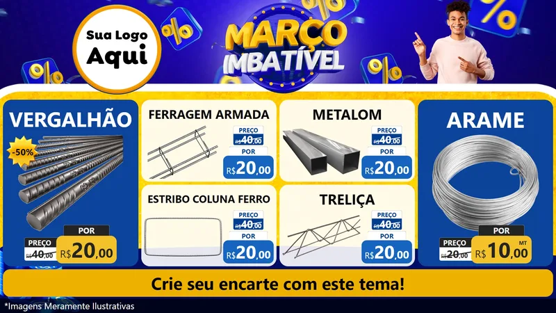 Modelo de TV para TV Horizontal com o tema Março Imbatível para Ferragens