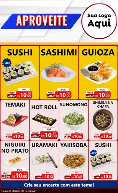 Modelo de Encarte para Encarte Grande com o tema Aproveite para Comida japonesa