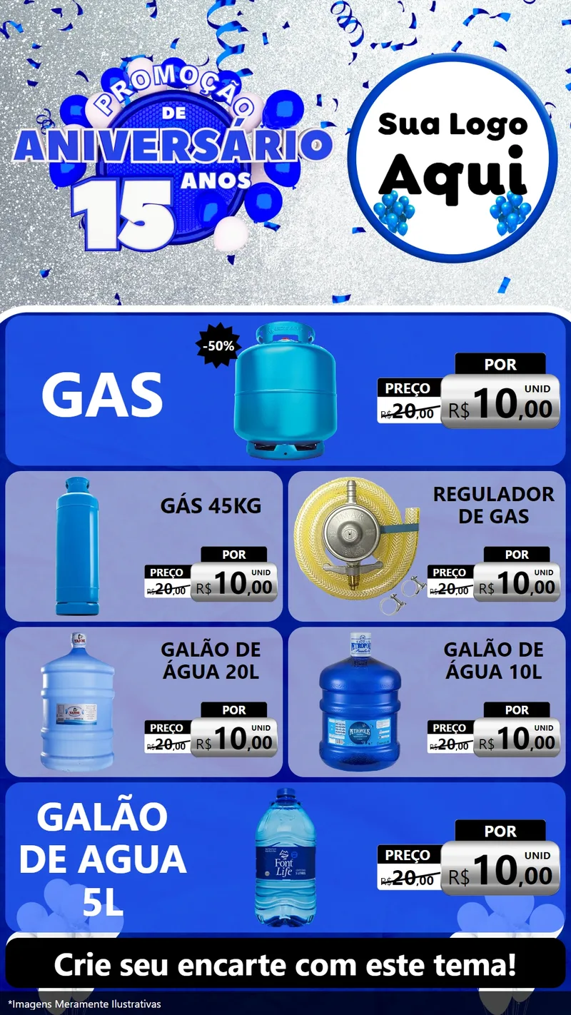 Modelo de TV para TV Vertical com o tema Promoção de Aniversário - 15 Anos para Água e gás
