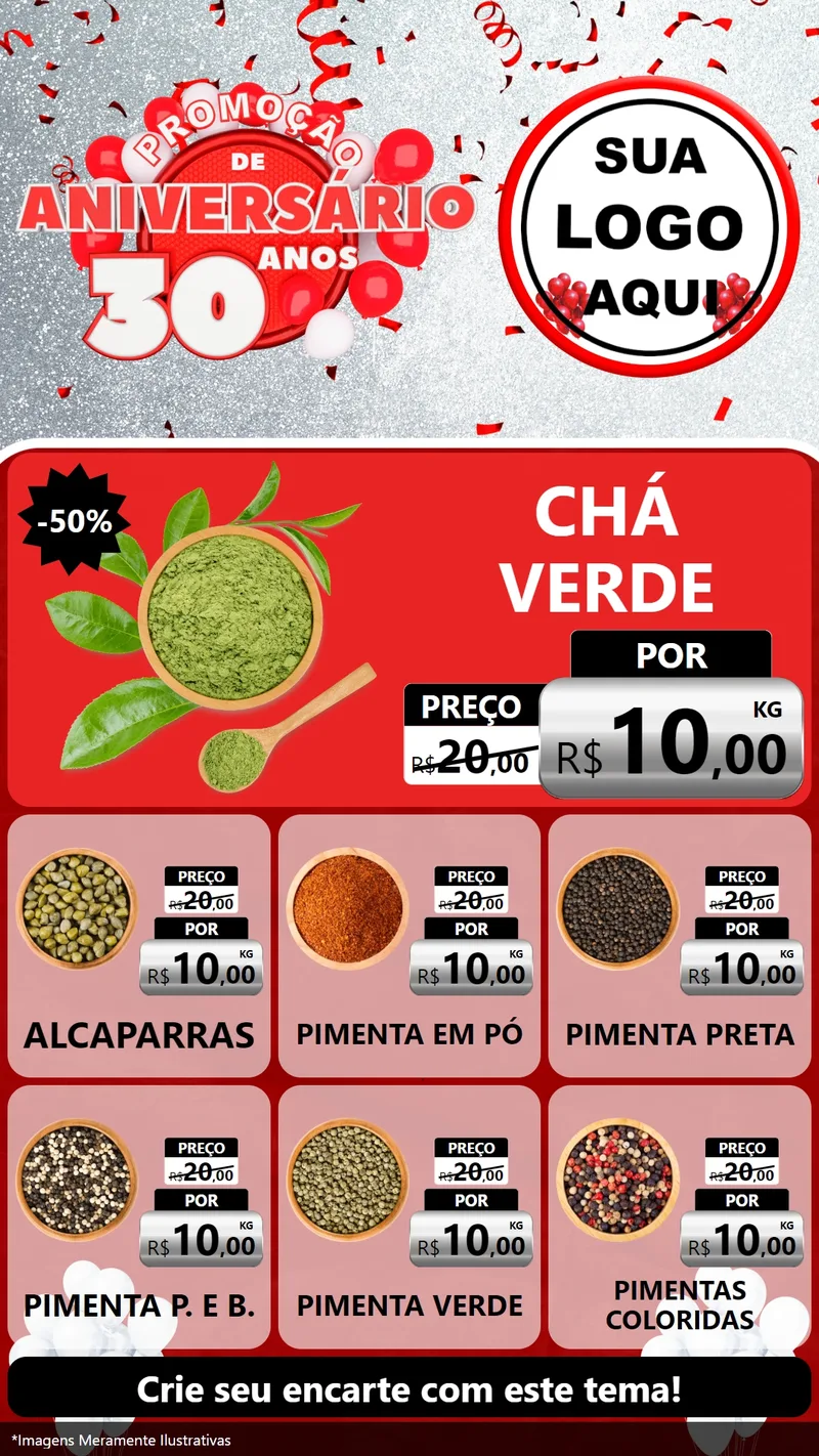 Modelo de Rede Social para Stories com o tema Promoção de Aniversário - 30 Anos para Produtos Naturais