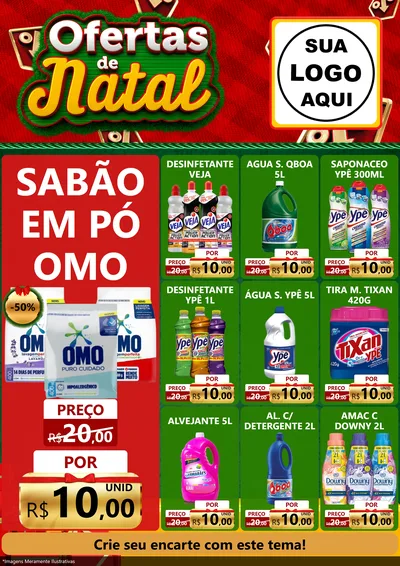 Modelo de Encarte para Encarte A4 Vertical com o tema Ofertas de Natal para Produtos de Limpeza