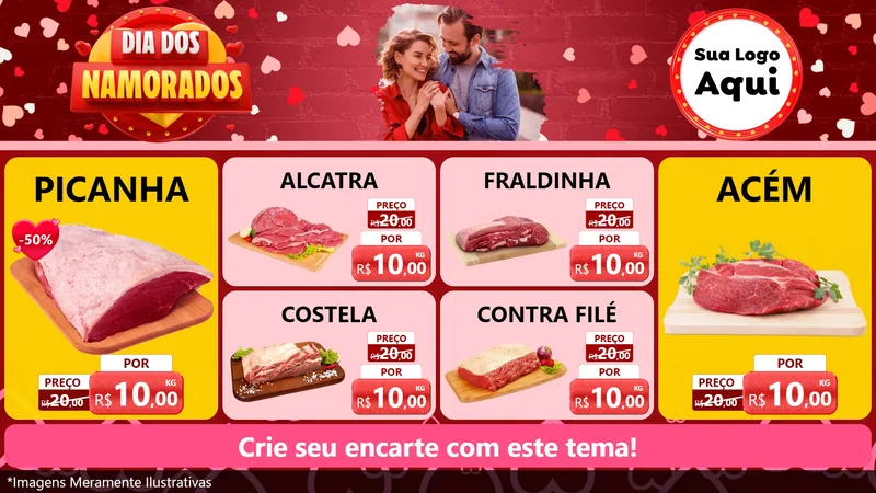 Modelo de TV para TV Horizontal com o tema Dia Dos Namorados para Açougue