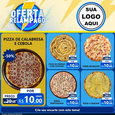 Modelo de Rede Social para Feed Facebook com o tema Oferta Relâmpago para Pizzaria