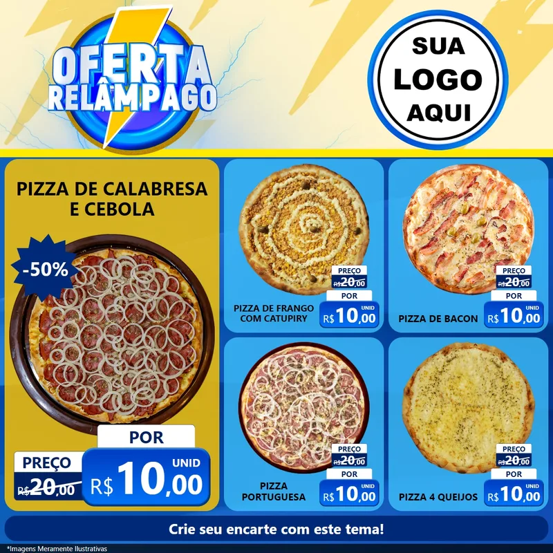 Modelo de Rede Social para Feed Facebook com o tema Oferta Relâmpago para Pizzaria