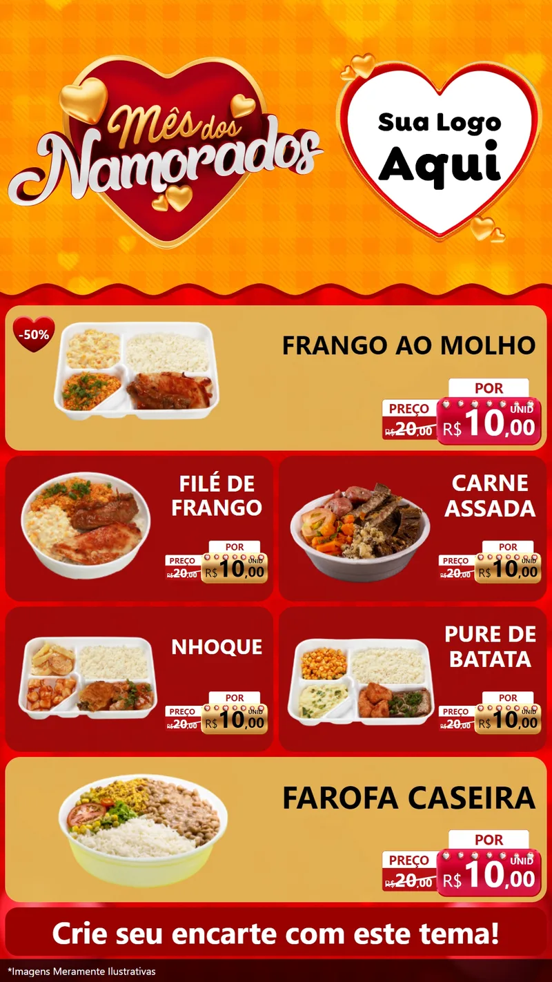 Modelo de TV para TV Vertical com o tema Mês dos Namorados para Restaurante