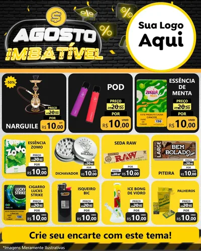 Modelo de Rede Social para Feed Instagram com o tema Agosto Imbatível para Tabacaria