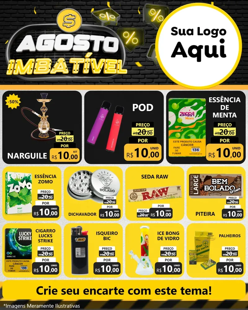 Modelo de Rede Social para Feed Instagram com o tema Agosto Imbatível para Tabacaria