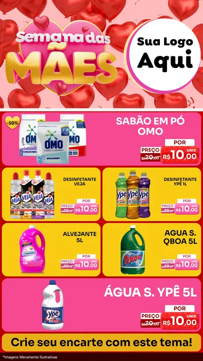 Modelo de TV para TV Vertical com o tema Semana Das Mães para Produtos de Limpeza