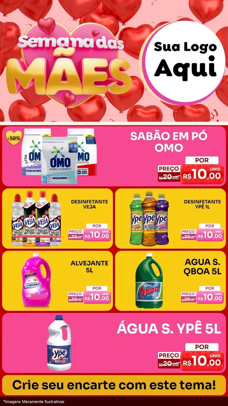Modelo de TV para TV Vertical com o tema Semana Das Mães para Produtos de Limpeza