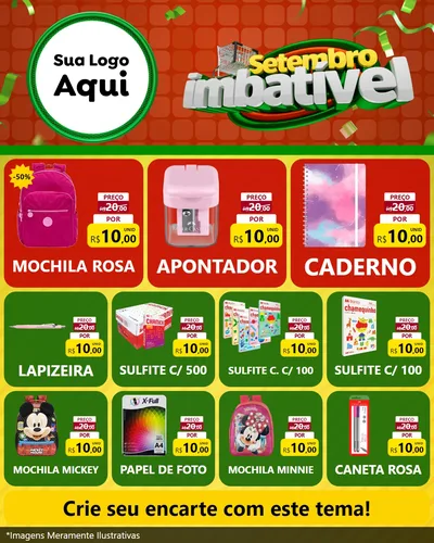 Modelo de Rede Social para Feed Instagram com o tema Setembro Imbatível para Papelaria