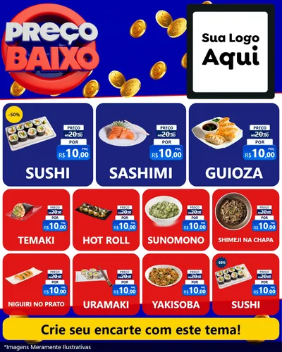 Modelo de Rede Social para Feed Instagram com o tema Preço Baixo para Comida japonesa