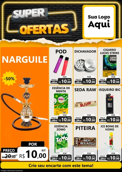 Modelo de Encarte para Encarte A4 Vertical com o tema Super Ofertas para Tabacaria