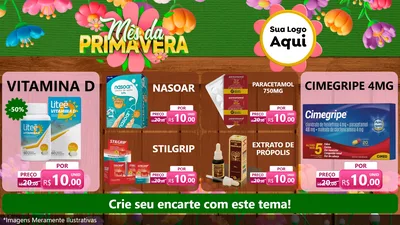 Modelo de TV para TV Horizontal com o tema Mês da Primavera para Farmácia