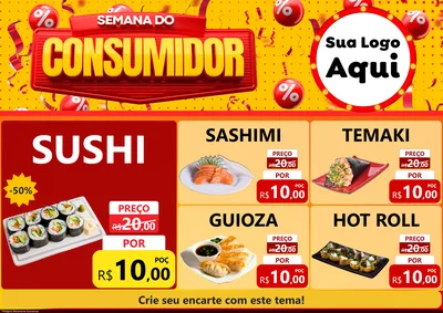 Modelo de Encarte para Encarte A4 Horizontal com o tema Semana do Consumidor para Comida japonesa