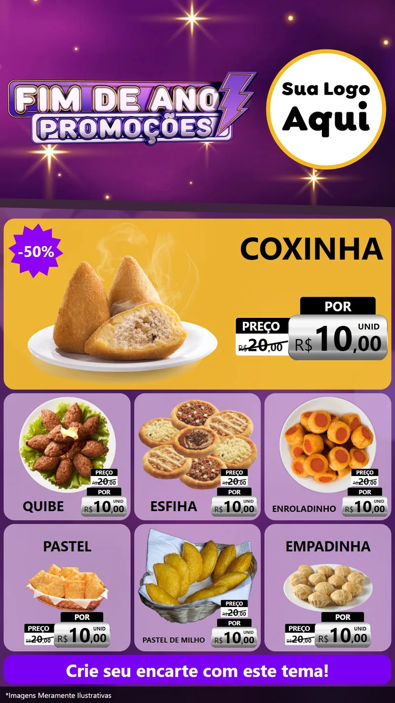 Modelo de Rede Social para Stories com o tema Fim de Ano Promoções para Salgadaria