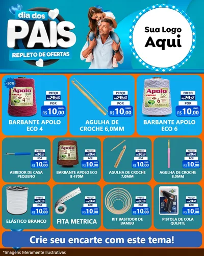 Modelo de Rede Social para Feed Instagram com o tema Dia Dos Pais Repleto de Ofertas para Armarinho e Aviamentos