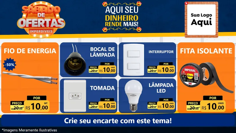 Modelo de TV para TV Horizontal com o tema Sábado de Ofertas Imperdíveis para Materiais Elétricos