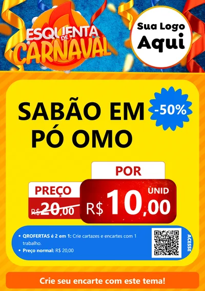 Modelo de Cartaz para Cartaz A4 Vertical com o tema Esquenta de Carnaval para Produtos de Limpeza