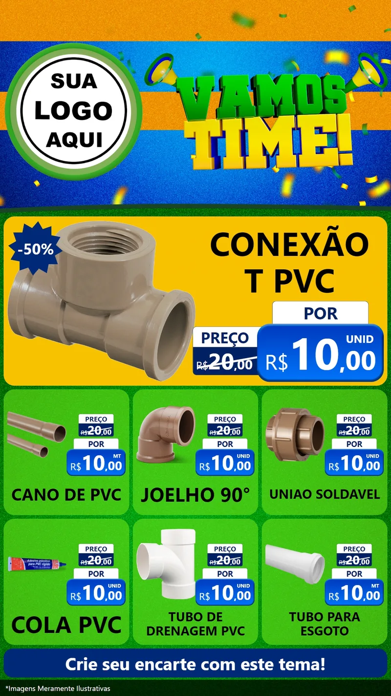 Modelo de Rede Social para Stories com o tema Vamos Time! para Tubos e conexões