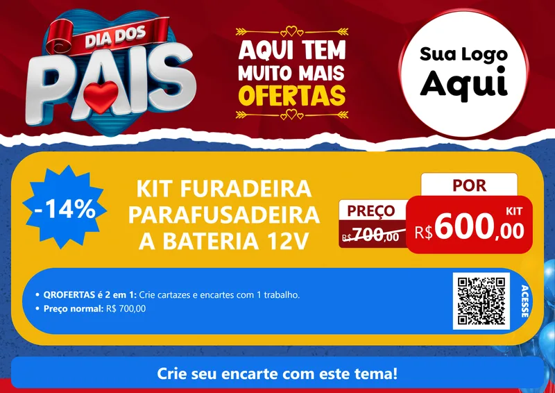 Modelo de Cartaz para Cartaz A4 Horizontal com o tema Dia dos Pais para Maquinas e Ferramentas
