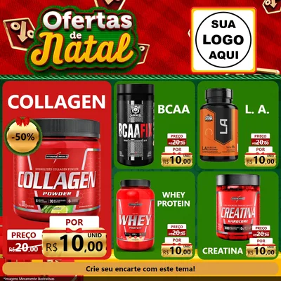 Modelo de Rede Social para Feed Facebook com o tema Ofertas de Natal para Suplementos alimentares
