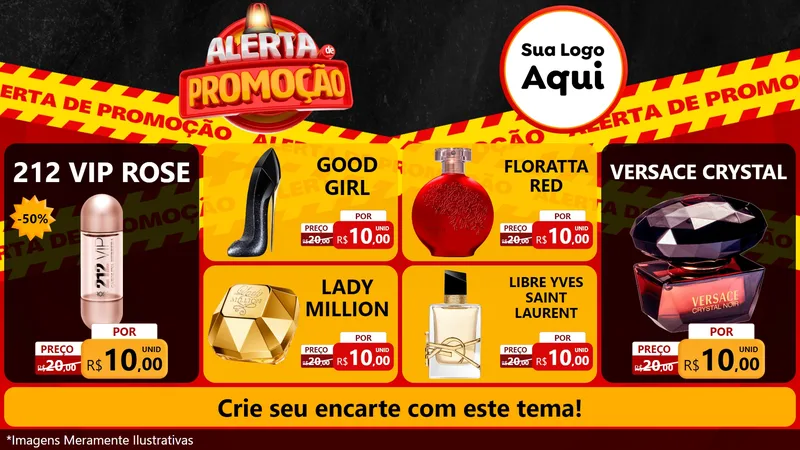 Modelo de TV para TV Horizontal com o tema Alerta de Promoção para Perfumes